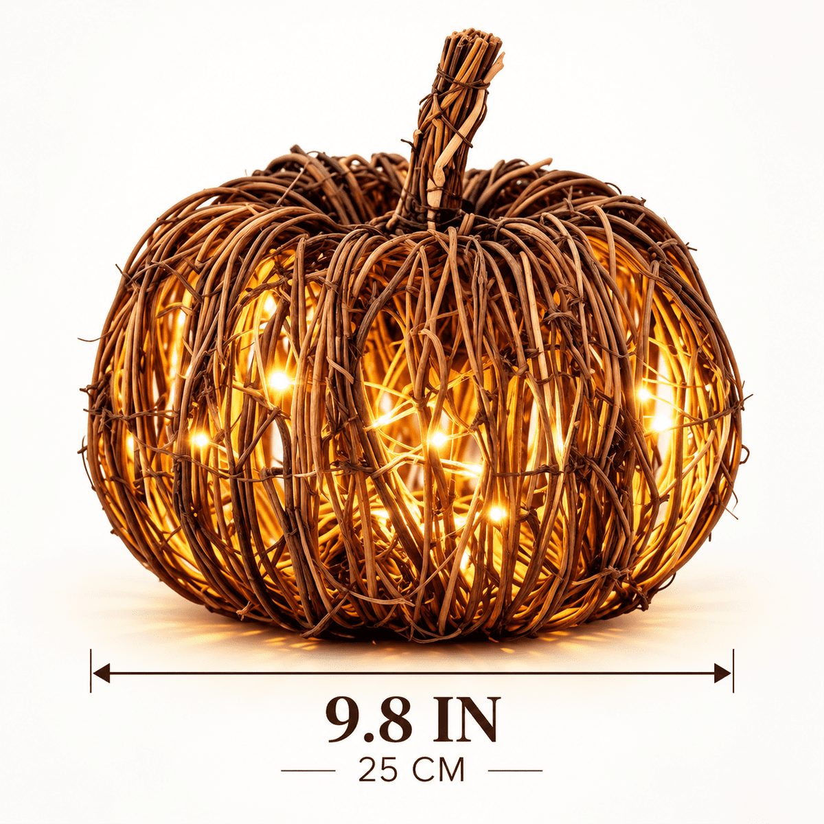 Kuokaa Lighted Fall Rattan Wicker Pumpkin Table Decor with Warm LED Glow, Woven Halloween Tabletop Decoration for Mantel, Entryway and Window Display