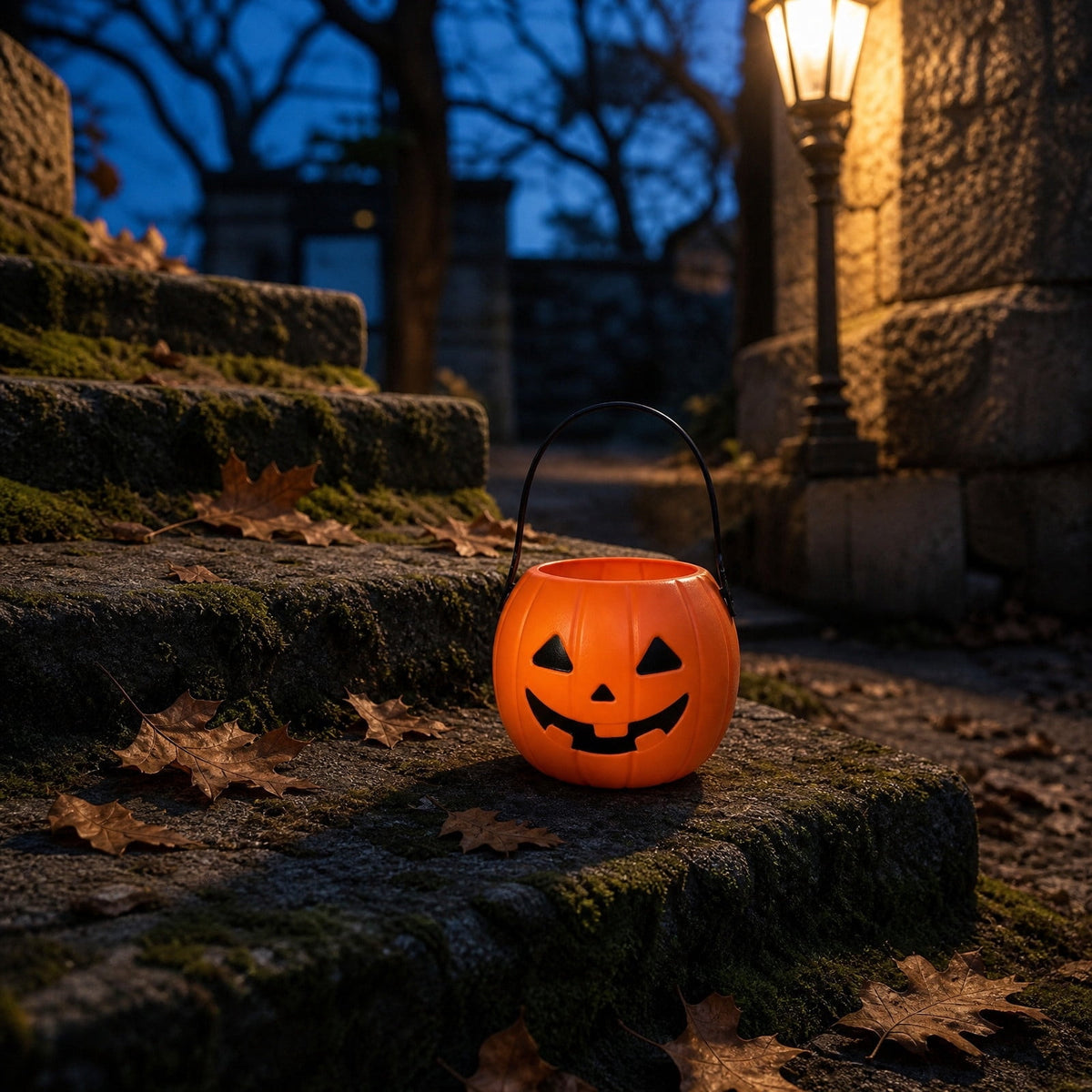 Kumdkd Halloween Pumpkin Bucket for Kids - Plastic Trick or Treat Candy Pail with Handle, Party Decor