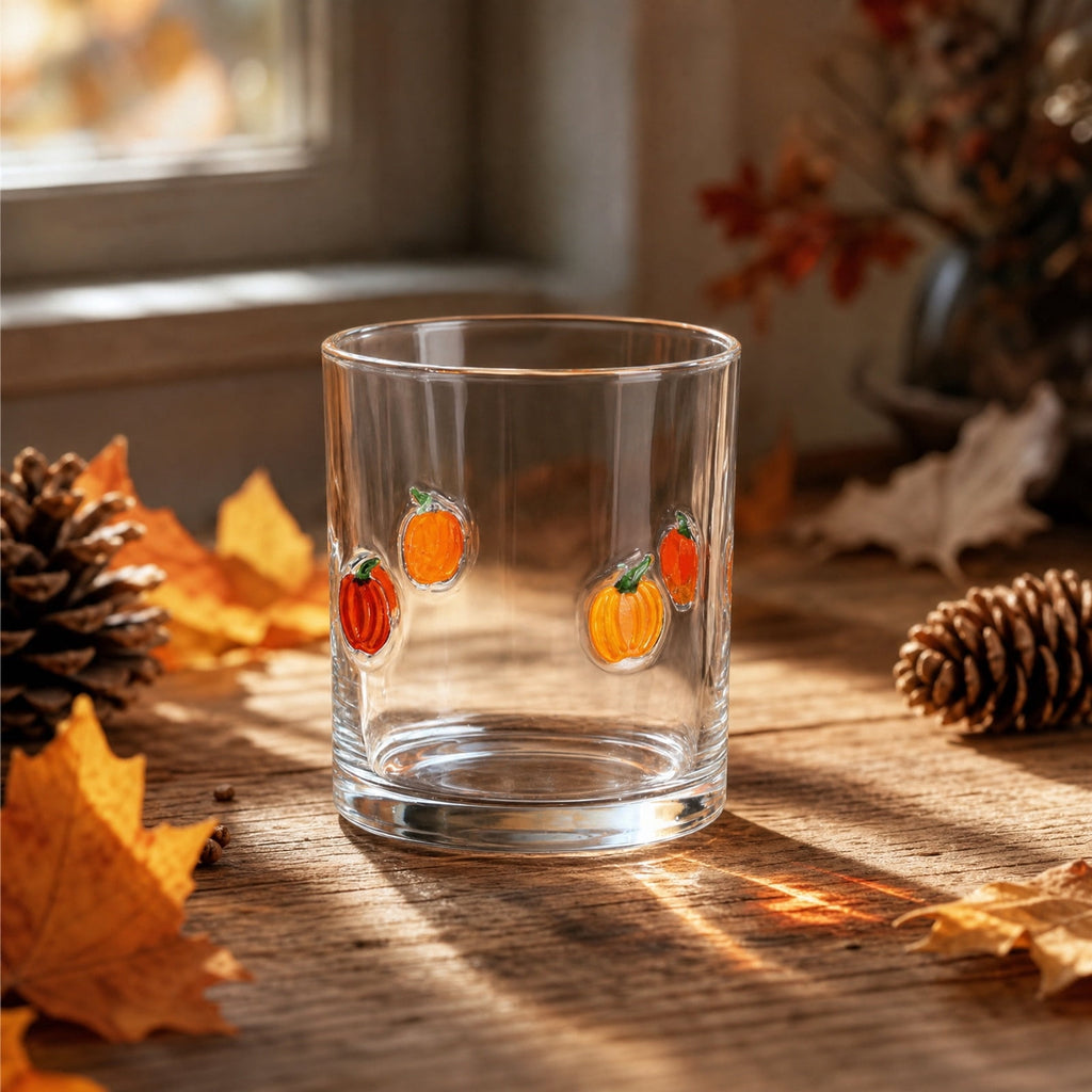 Qocolcyl Halloween Icon Glass Cups- 350ml Pumpkin Black Cat Bat Ghost Stemless Wine Glasses Old Fashioned Icon Hand Blown Drinking Cups for Party Supplies&Gift