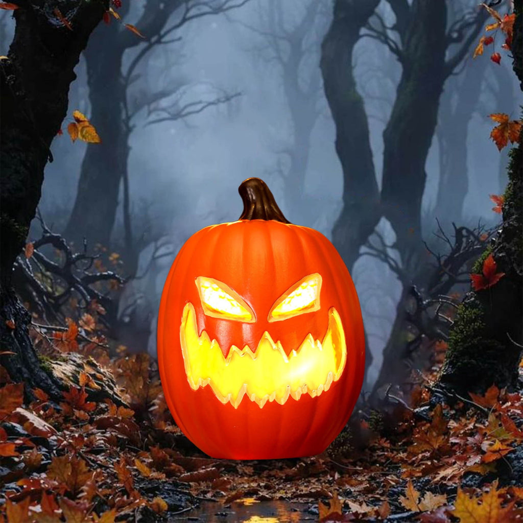 SRUILUO Halloween Light up Jack-O-Lantern, Fall Thanksgiving Pumpkin Light Decorations, Pumpkin Prop with LED Light, Halloween Tabletop Decorations Props for Indoor Outdoor Decor (No Battery)