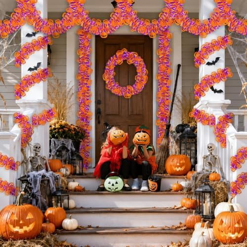 50FT Halloween Garland Decorations with Orange Pumpkin Ornaments