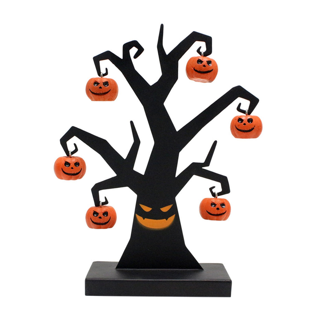 Blueek Halloween Indoor Decor, MiNi Halloween Tree with 6 Pumpkin Ornaments, Halloween Decorations Black Tree for Indoor Home Desk Table