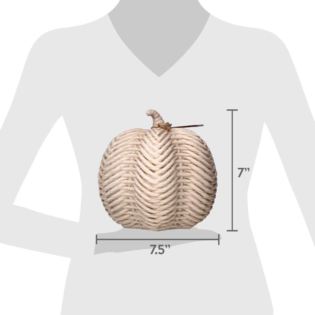 Woven Pumpkin Decoration, White, 7", Halloween by Way To Celebrate