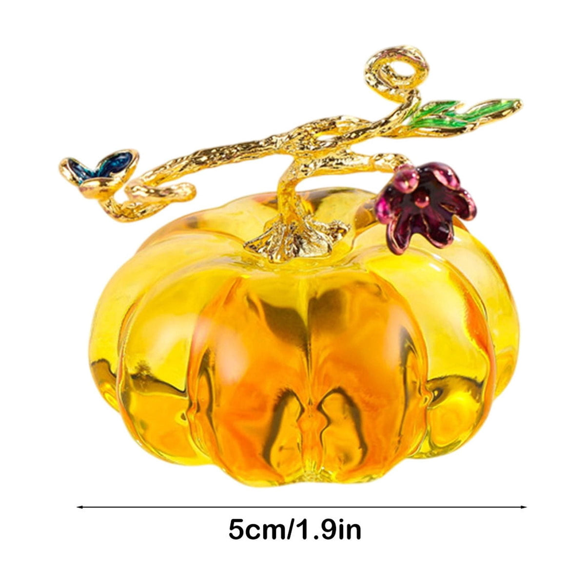 Chanana Mini Crystal Pumpkin Collectible Figurines, Hand Blown Glass Pumpkin Figurine, Glass Paperweight Tabletop Decorative Ornaments for Fall Harvest Thanksgiving Halloween Home Decor