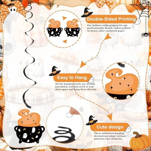 20 Piece Halloween Baby Shower Hanging Swirls Orange Ghost Pumpkin Decorations