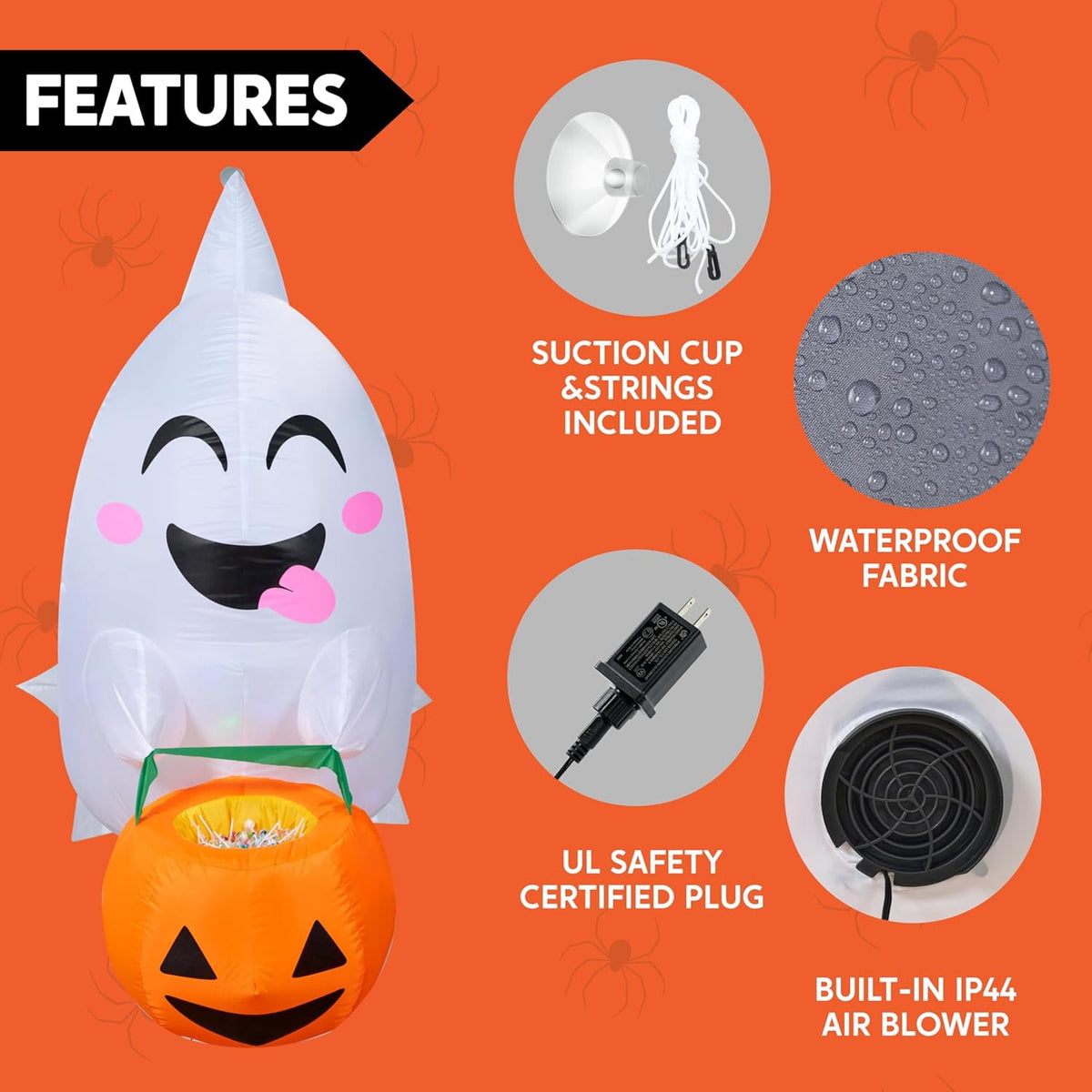 Joyfy 4 FT Halloween Inflatable Purple Octupos Head with Tentacles Broke Out from Window with Built-in LED Blow Up Inflatable for Window Decoration Yard Garden Lawn Decor