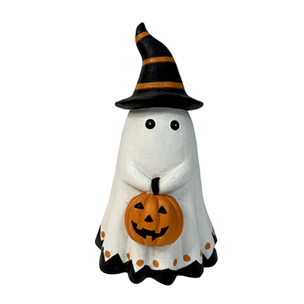 Halloween Pumpkin Ornament Clearance Halloween Ornament Ceramic White Figurines Resin Halloween Ornaments Halloween Sculpture Decor for Bedroom Living Room