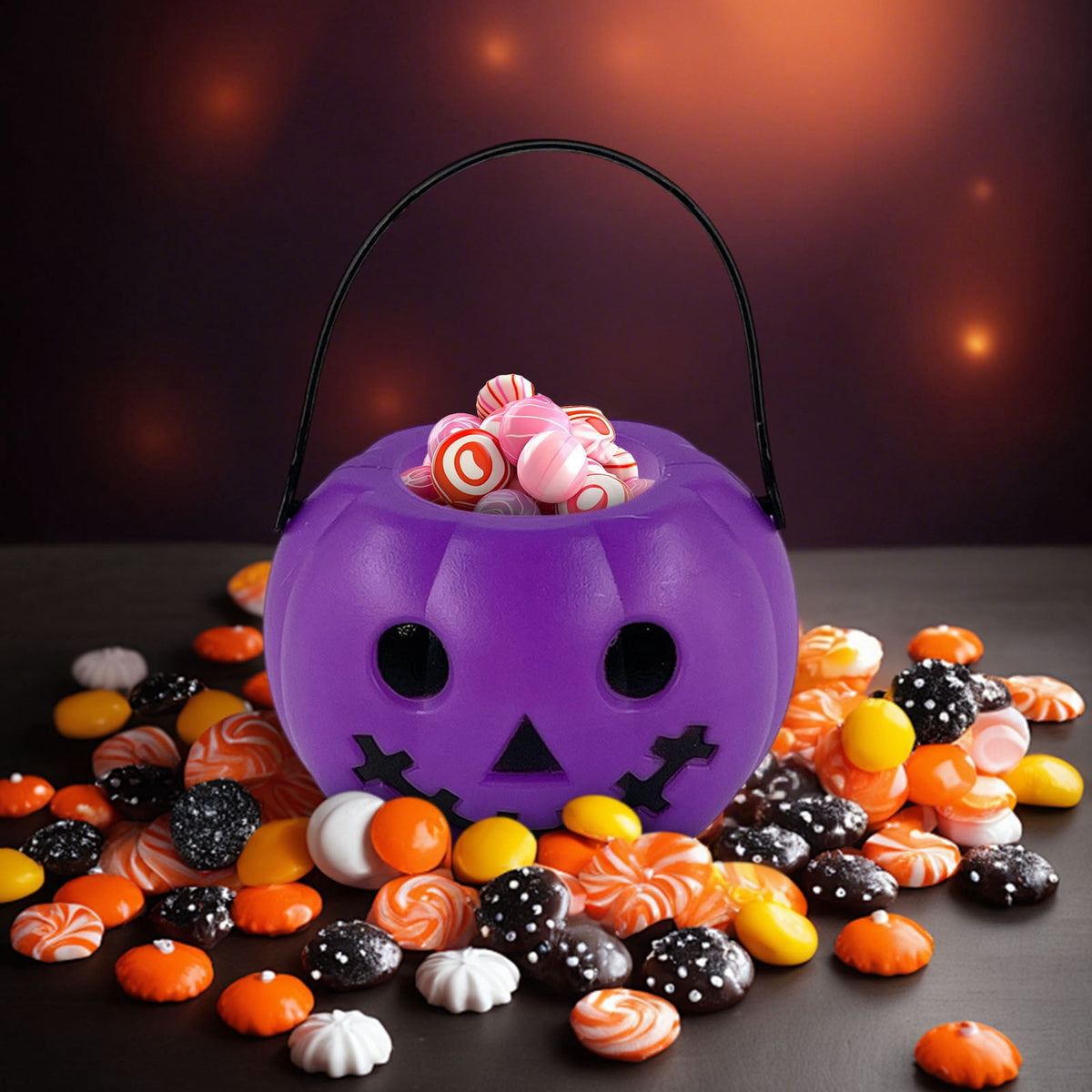 Kyusrd Trick or Treat Halloween Lantern Pumpkin Decoration Lighted Table Centerpieces Ornaments Spooky Pumpkin Prop Decor Decorative Wedding Candy Bowl Organizer Canisters