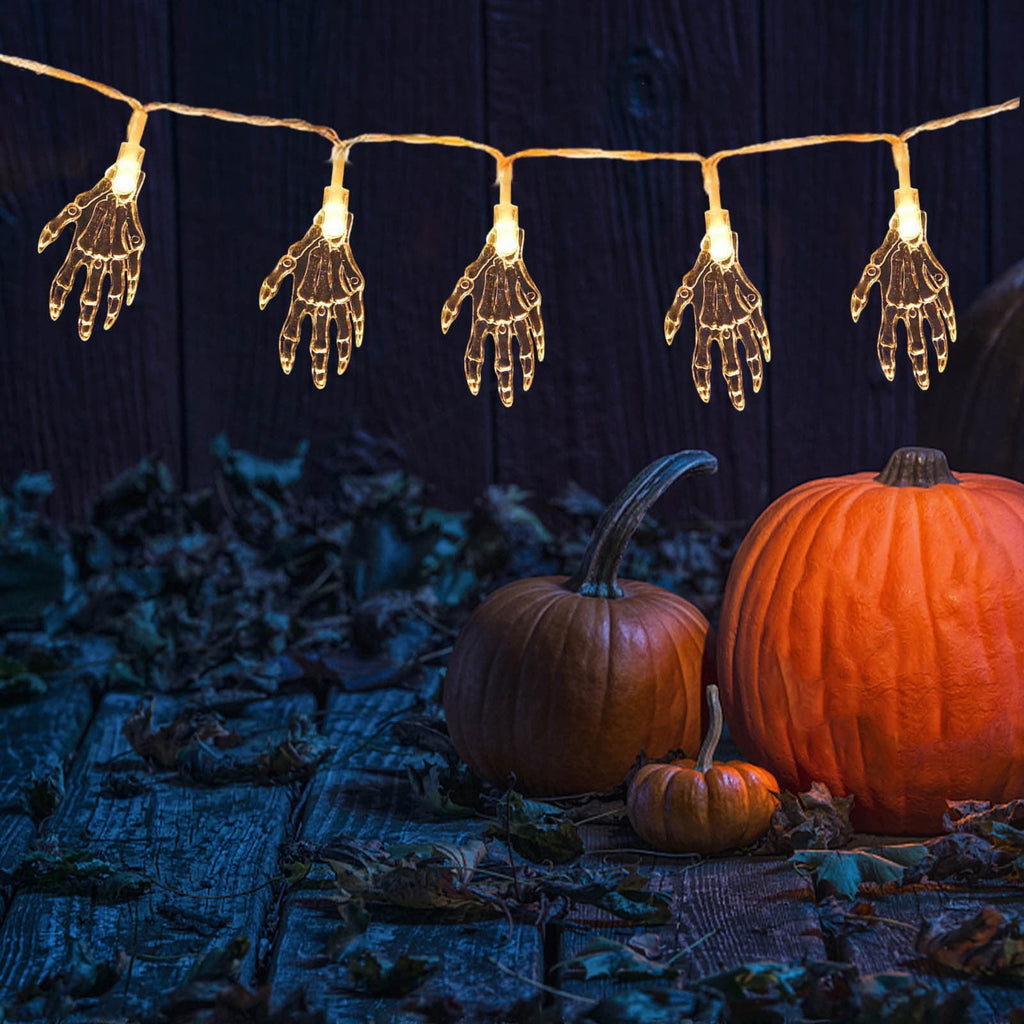 Halloween's String Lights Battery Operated 6.56FT 10 LED 3D Pumpkin Bat Ghost Light with Timer 8 Light Modes For Window Indoor Outdoor Decor Halloween Party Decorations