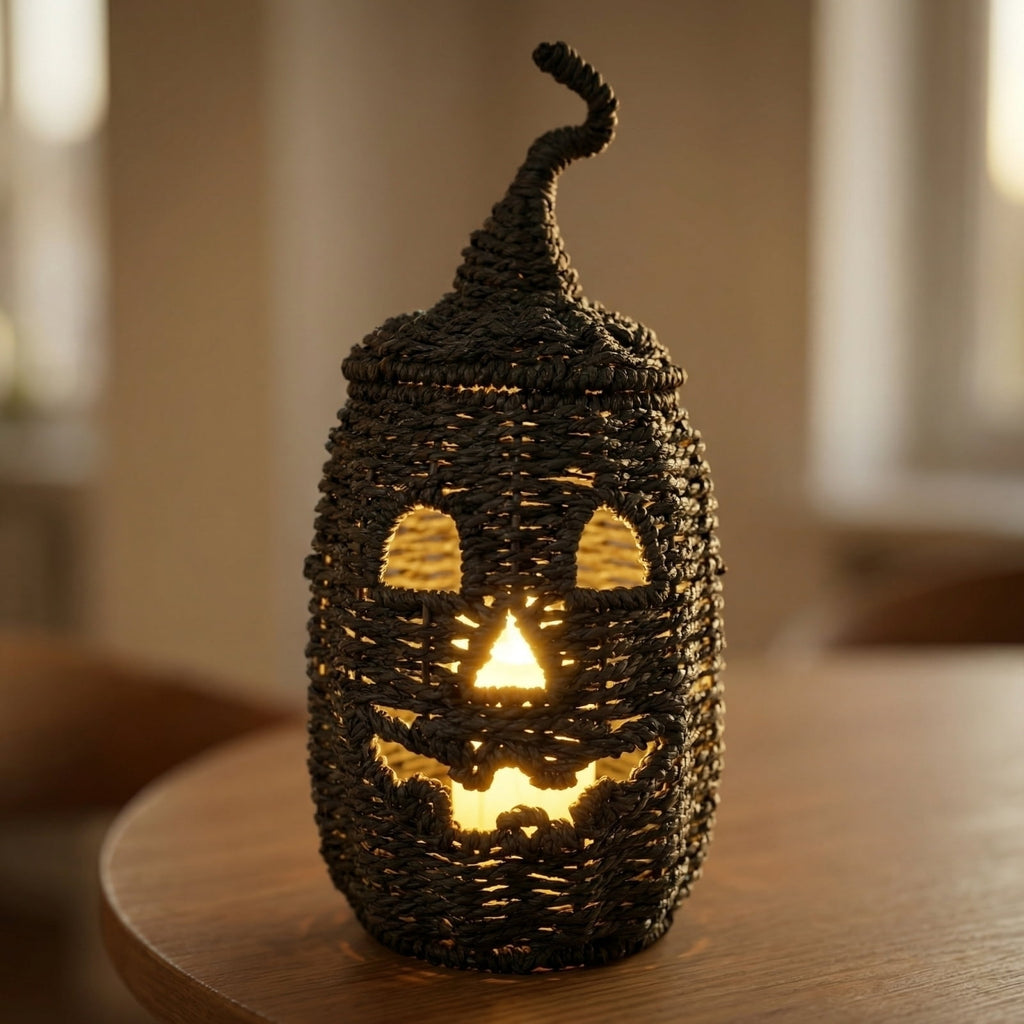 2026 Black Halloween Pumpkin, Halloween Seaweed and Pumpkin Decorations Fall Table Centerpiece for Autumn Fall Holiday Party Home Decor and Festive Fireplace Mantel Display , 11.8 Inch A