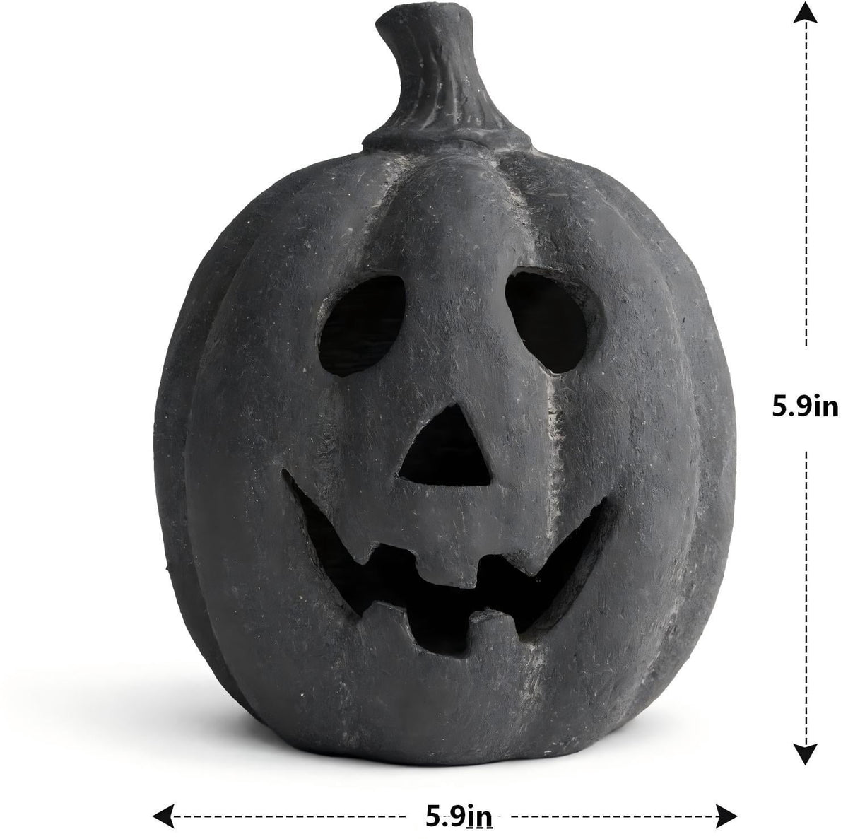 Halloween Decorations - 5.9" Black Handmade Resin Jack O Lantern Pumpkin Fall Decor, Indoor Outside Gothic Festival House Centerpiece Decoration for Table Garden Living Room Mantel