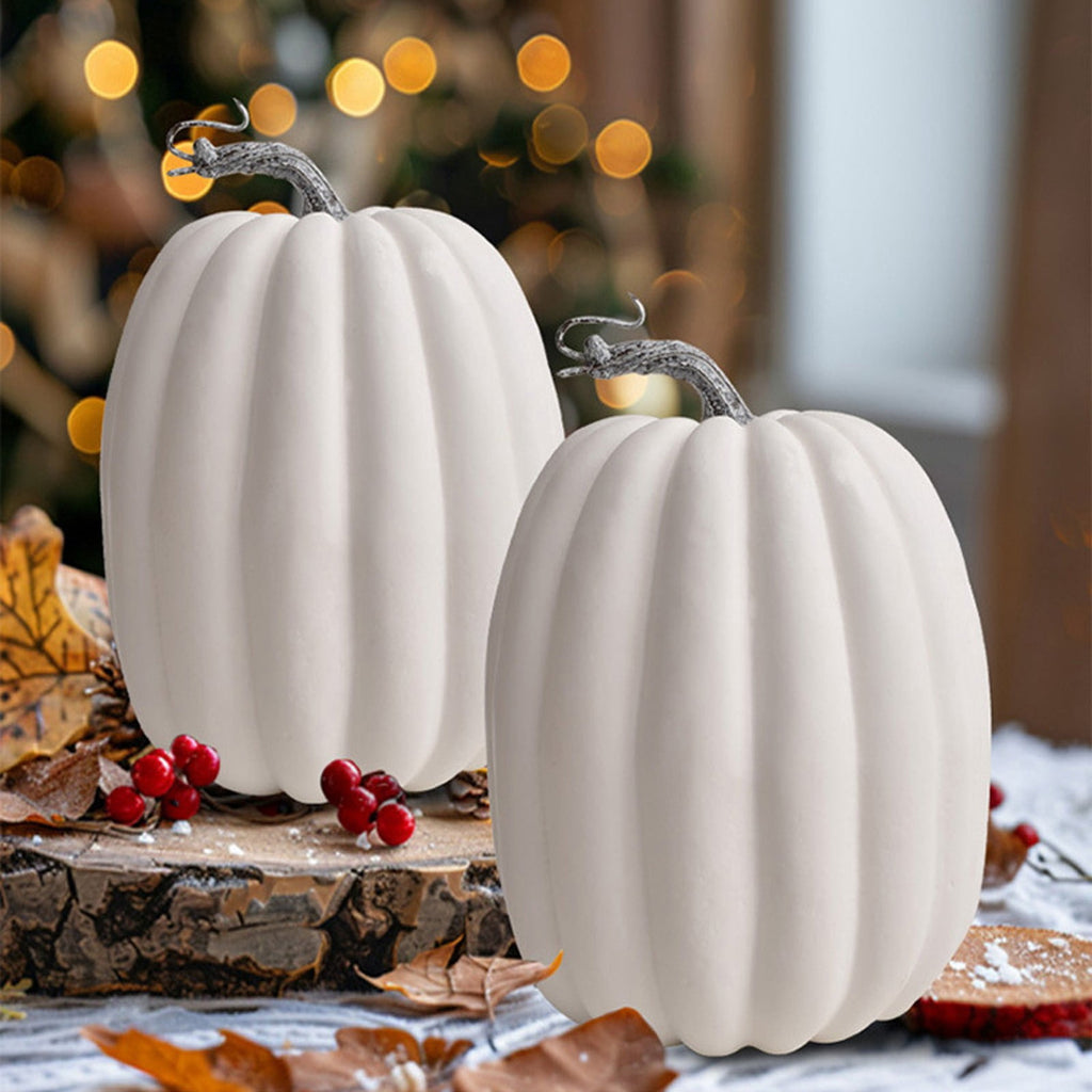 XHKUYI Large Artificial Pumpkins 10.24 inches, Realistic Decorative Pumpkins with Stems, Faux Pumpkins for Autumn Harvest Thanksgiving Home Kitchen Table Centerpieces Decor