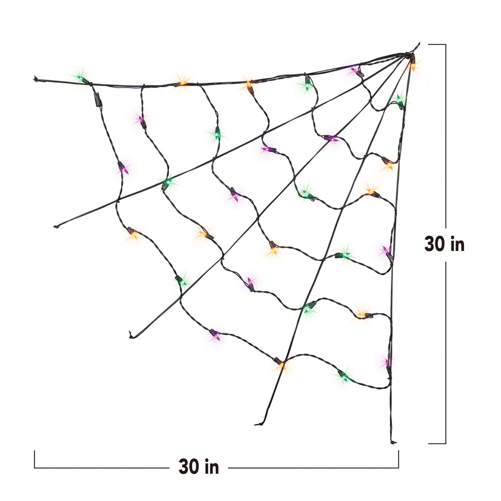 Indoor/Outdoor 30-Count LED Corner Web Lights, Purple, 30" x 30", Halloween by Way To Celebrate