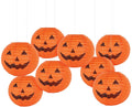 11 Inch Halloween Paper Pumpkin Lanterns Jack-O-Lanterns Hanging Halloween Decorations Outdoor Indoor Halloween Party Decorations - 8 PCS
