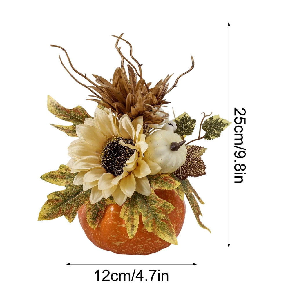 Pumpkin Decor with Artificial Flower Sunflowers Fall Decorations for Home Tabletop Kitchen Party Thanksgiving Harvest