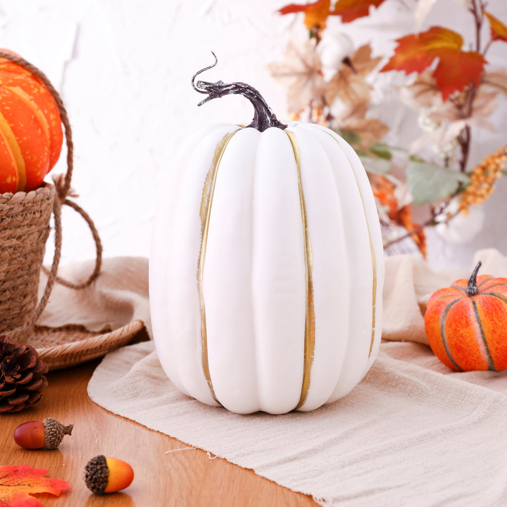 RUINIXCW 8 Inch Large Artificial Pumpkins Fall Decorations Thanksgiving Halloween Pumpkins Giant Fake Pumpkins Foam Pumpkins Autumn Harvest Home Decor