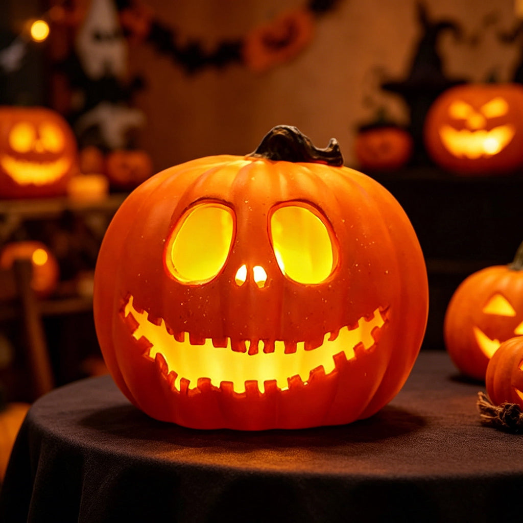 Large LED Lighted Pumpkin Decoration for Outdoor Yard Porch Home, Plastic Halloween Pumpkin with Bright Illumination, Ideal for Storefronts, Malls, and Holiday Displays