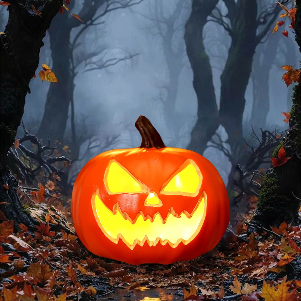 SRUILUO Halloween Light up Jack-O-Lantern, Fall Thanksgiving Pumpkin Light Decorations, Pumpkin Prop with LED Light, Halloween Tabletop Decorations Props for Indoor Outdoor Decor (No Battery)