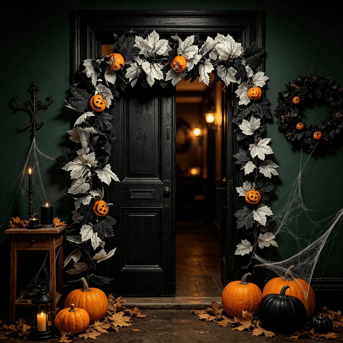 68 Inch Black Halloween Garland, Fall Artificial Vine, Thanksgiving Wall Decor for Home Mantel