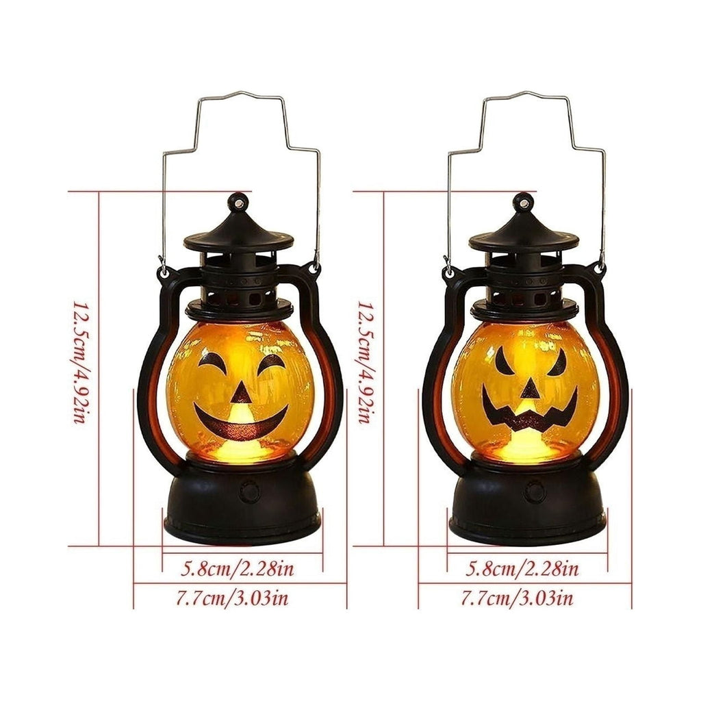 Aufmer Halloween Lights Lantern 3PCS Mini Halloween Pumpkin Candle Lantern LED Halloween Scary Scene Lights Halloween Lantern Decor Vintage Hanging Lantern Gifts for Indoor,Party Spooky Decorations