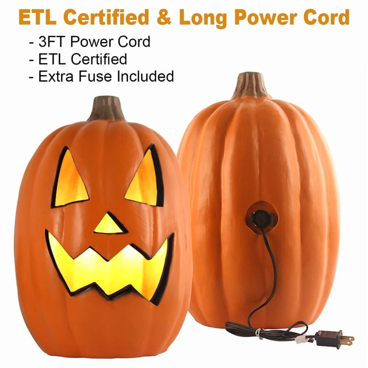 Every Moment Counts Waterproof 16" Glow Jack O'Lantern, Halloween Decorations, Led Pumpkin Lights, Waterproof Scare Light with Stake for Graveyard & Porch Terror, Outdoor Halloween Decor