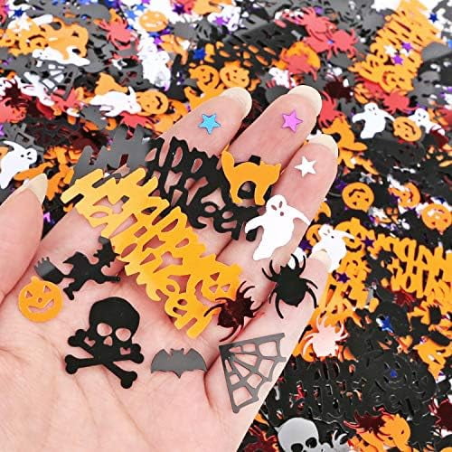 2000+pcs Confetti Table Scatter Pumpkins Spiders Bats Witches Spider Webs Star Cat Ghost Skull for Halloween Party Favor Decorations