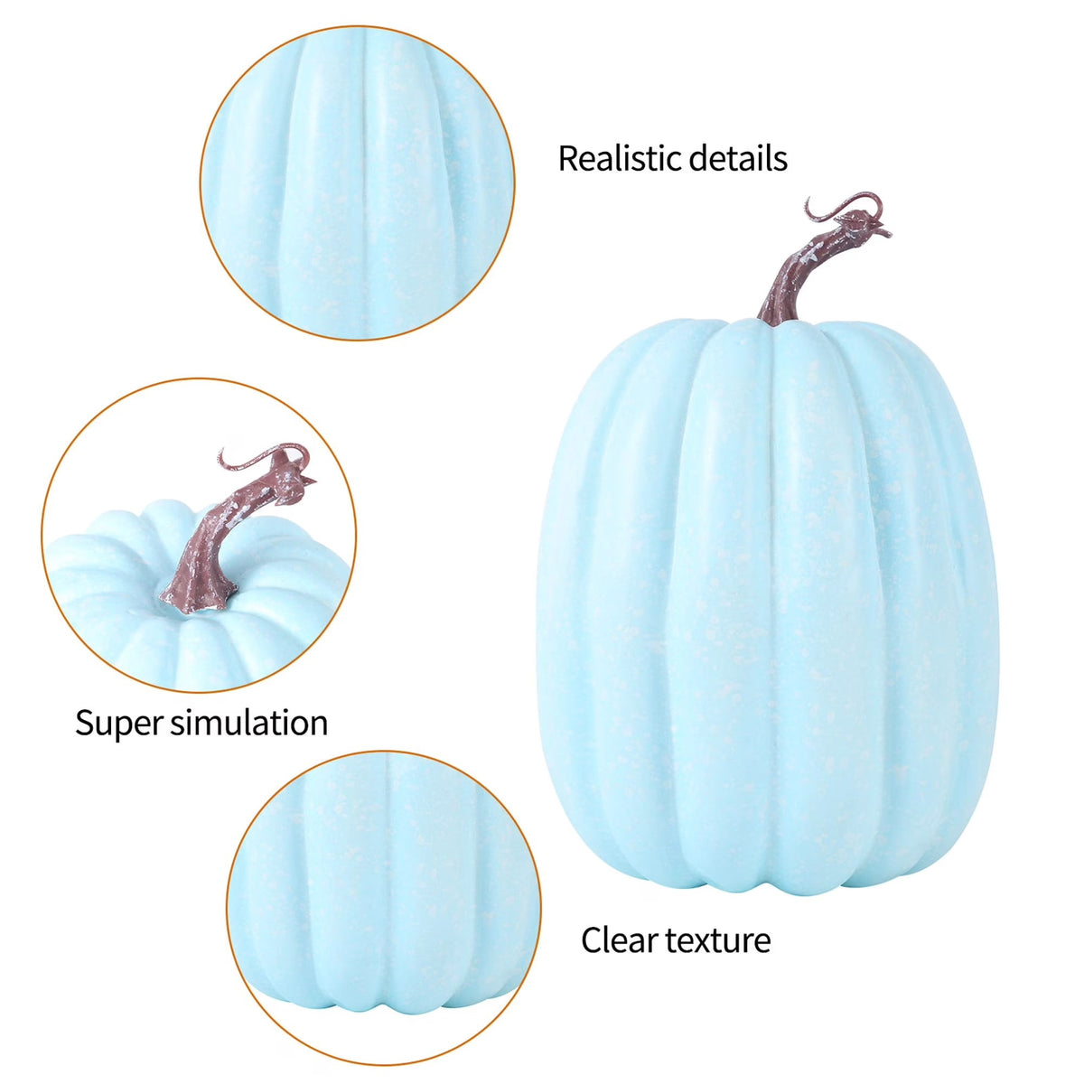 CQHVKQ 8 Inch Large Artificial Pumpkin Fall Decorations, Realistic Fake Harvest Pumpkin, Orange Gold Decorative Pumpkins for Table Centerpieces, Fall, Thanksgiving & Halloween DIY