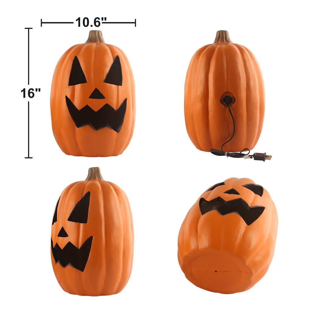 DUNCHATY 16" Pre-lit Halloween Pumpkin Lights - Jack O' Lantern for Porch, Door, Fireplace, Indoor/Outdoor Decor