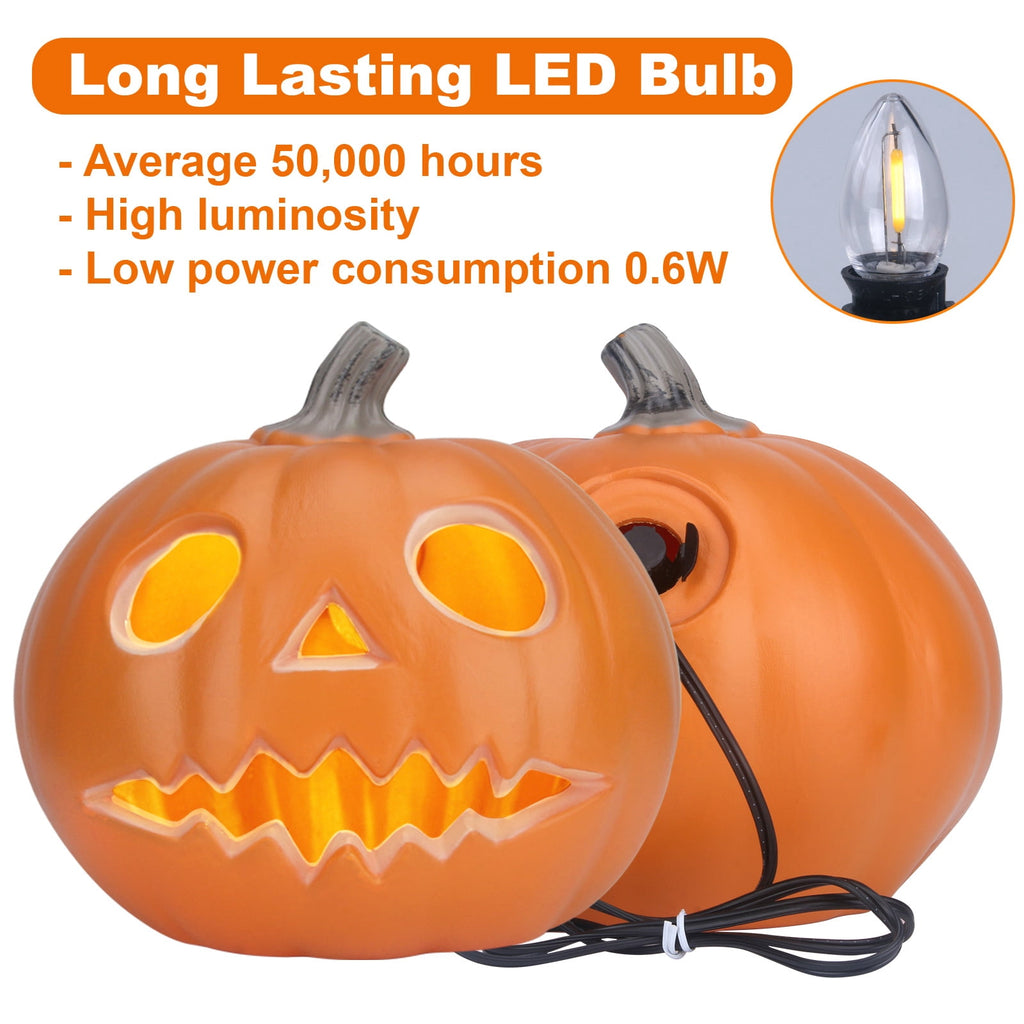 Gamexcel 10in Waterproof LED Jack O Lantern Pumpkin - Halloween Light-Up Lamp For Garden & Home