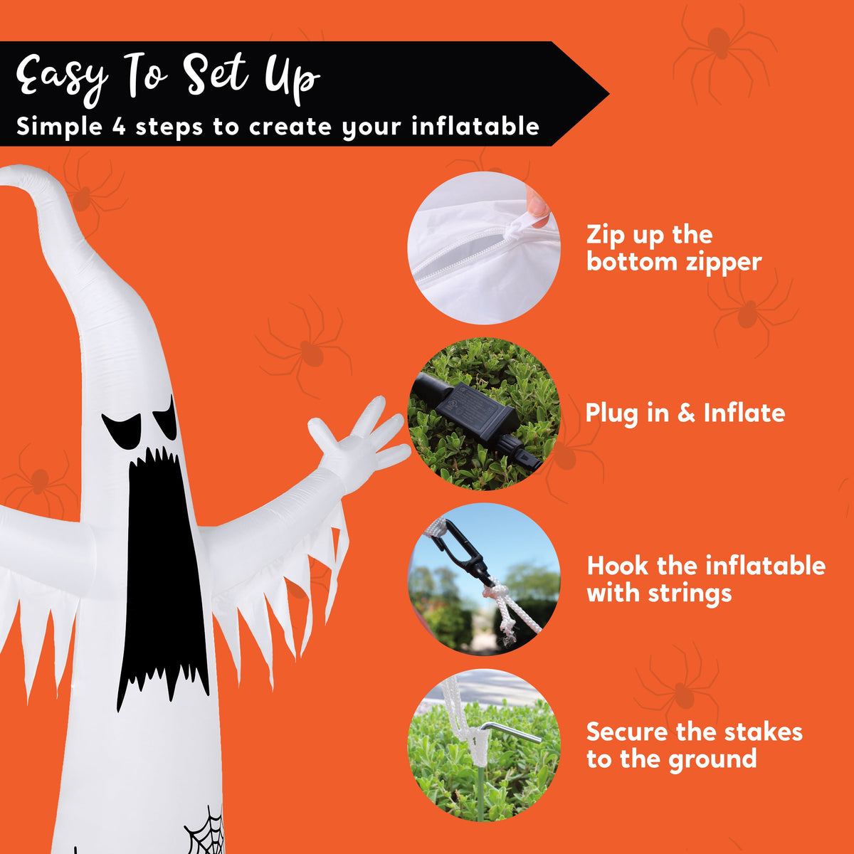 Joyfy 12ft Halloween Ghost Inflatable,Giant Ghosts inflatables with Build-in LEDs Outdoor Decorations,Blow Ups Halloween Yard Inflatables