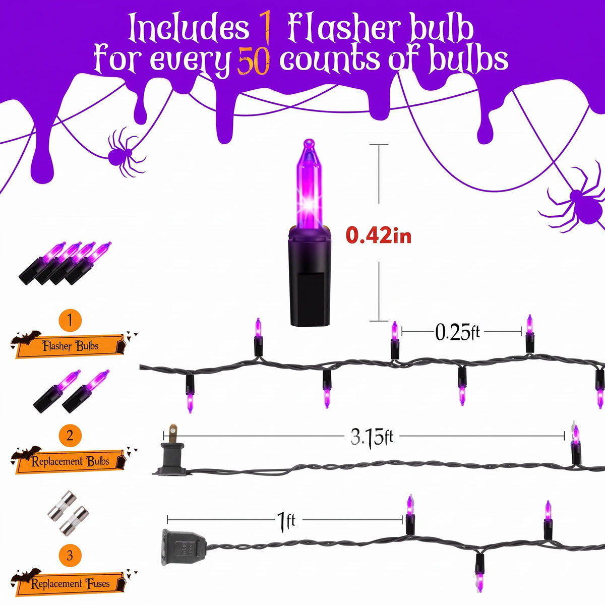 VOLIVO Halloween String Lights, 33FT Incandescent Mini Lights, with 100 Count Orange Waterproof Bulbs, for Home, Party, Yard, Christmas Tree, Indoor and Outdoor Decorations