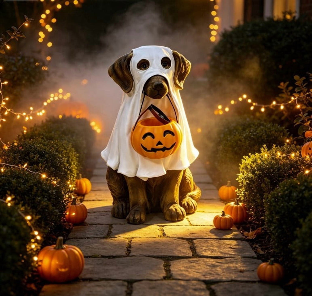Halloween Ghost Candy Bowl Large Light Up Floor Stand with Remote Control for Halloween Party Treat Display and Trick Or Treat Setup