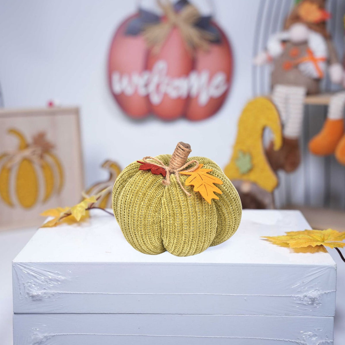Taotanxi Fall Mini Crochet Pumpkins Seasonal Knit Decorative Pumpkins for Crafts Rustic Decor Farmhouse Decorative Fall Thanksgiving Centerpiece Table Decorations for Mantel Kitchen Gift