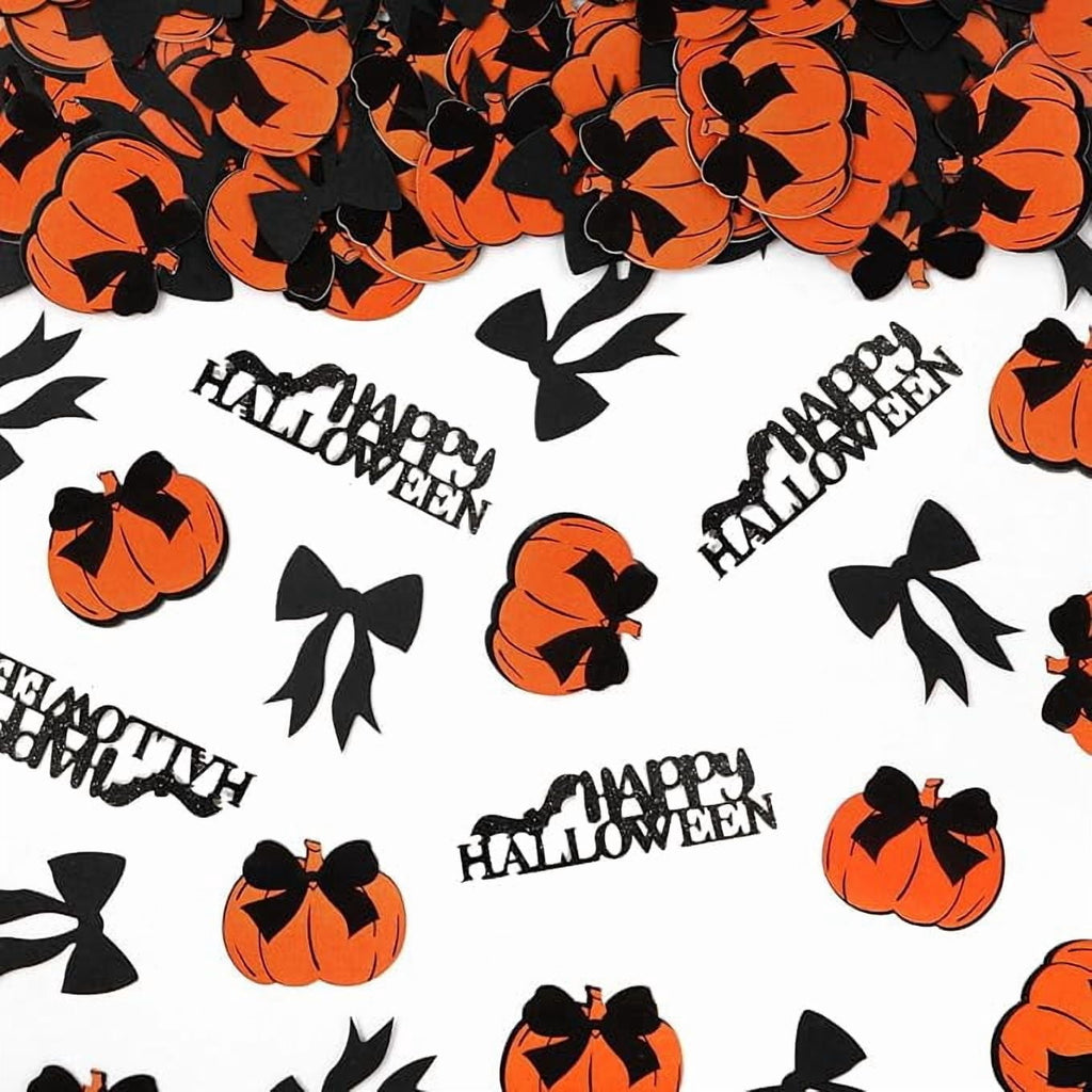 200 Piece Black Bow and Pumpkin Halloween Confetti