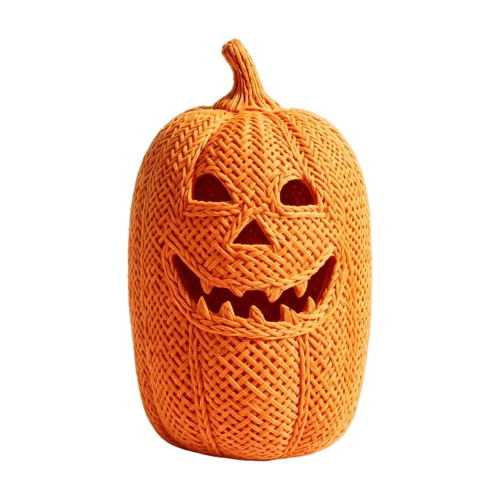 Aximioll Halloween Black Woven Jack-O-Lantern Pumpkin Decor, Hand Woven Rattan Wicker Style Statue, Trick or Treat Candy Bowl Lantern for Porch Entryway Fireplace Mantel Table, Black, 11 Inches