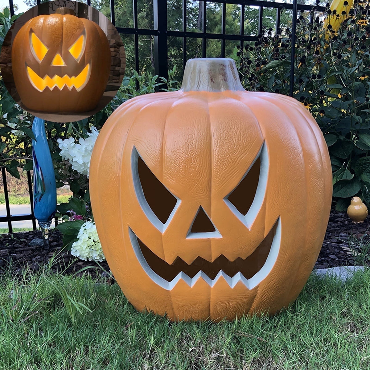 Gamexcel 3 Pack Light Up Jack O Lantern Pumpkins, 10/14/16 in Waterproof LED Halloween Decorations for Indoor Outdoor Porch Yard