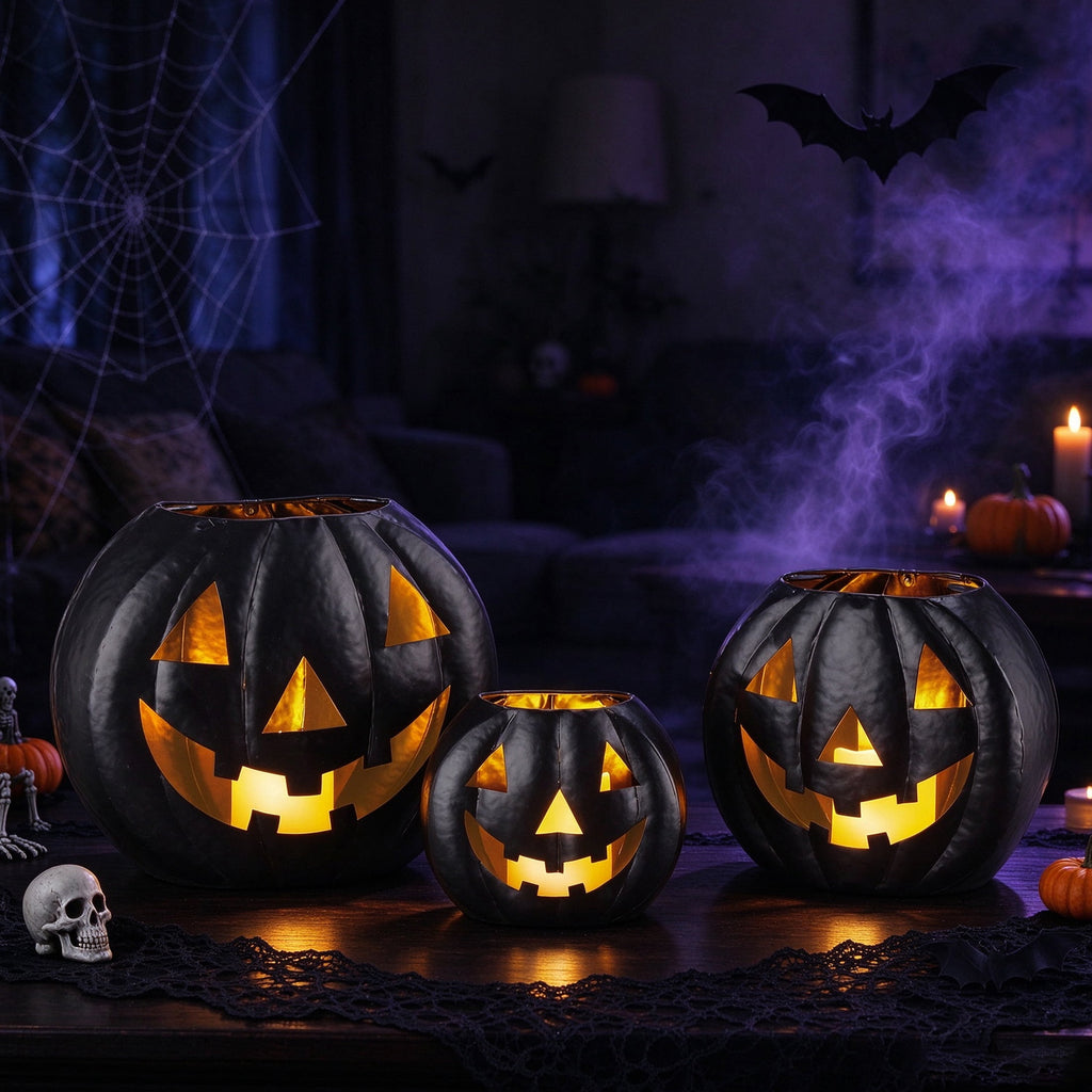 Light-Up Jack-o'-Lantern Set, Black, 3 Pieces, Halloween by Way To Celebrate