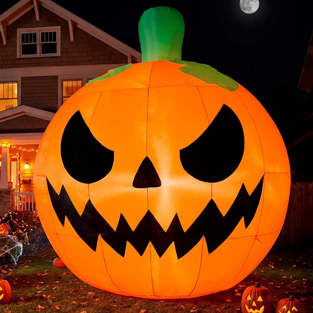 Joyfy 10 Ft Tall Halloween Inflatables Pumpkin,Giant Pumpki Blow Up Decor with Built-in LED Lights,Outdoor Decorations for Yard,Lawn,Garden