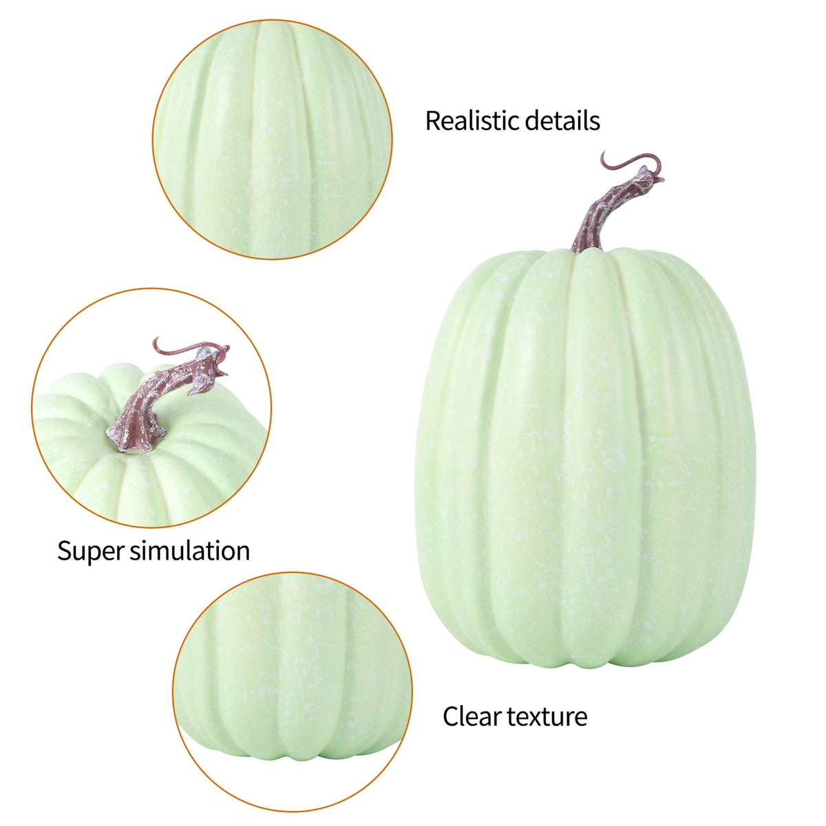 CQHVKQ 8 Inch Large Artificial Pumpkin Fall Decorations, Realistic Fake Harvest Pumpkin, Orange Gold Decorative Pumpkins for Table Centerpieces, Fall, Thanksgiving & Halloween DIY