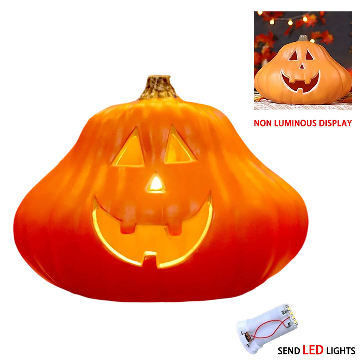 Halloween Lighted Pumpkin Large Plastic LED Pumpkin Decoration for Outdoor Yard Porch Home Storefront Shopping Mall Holiday Display Decor