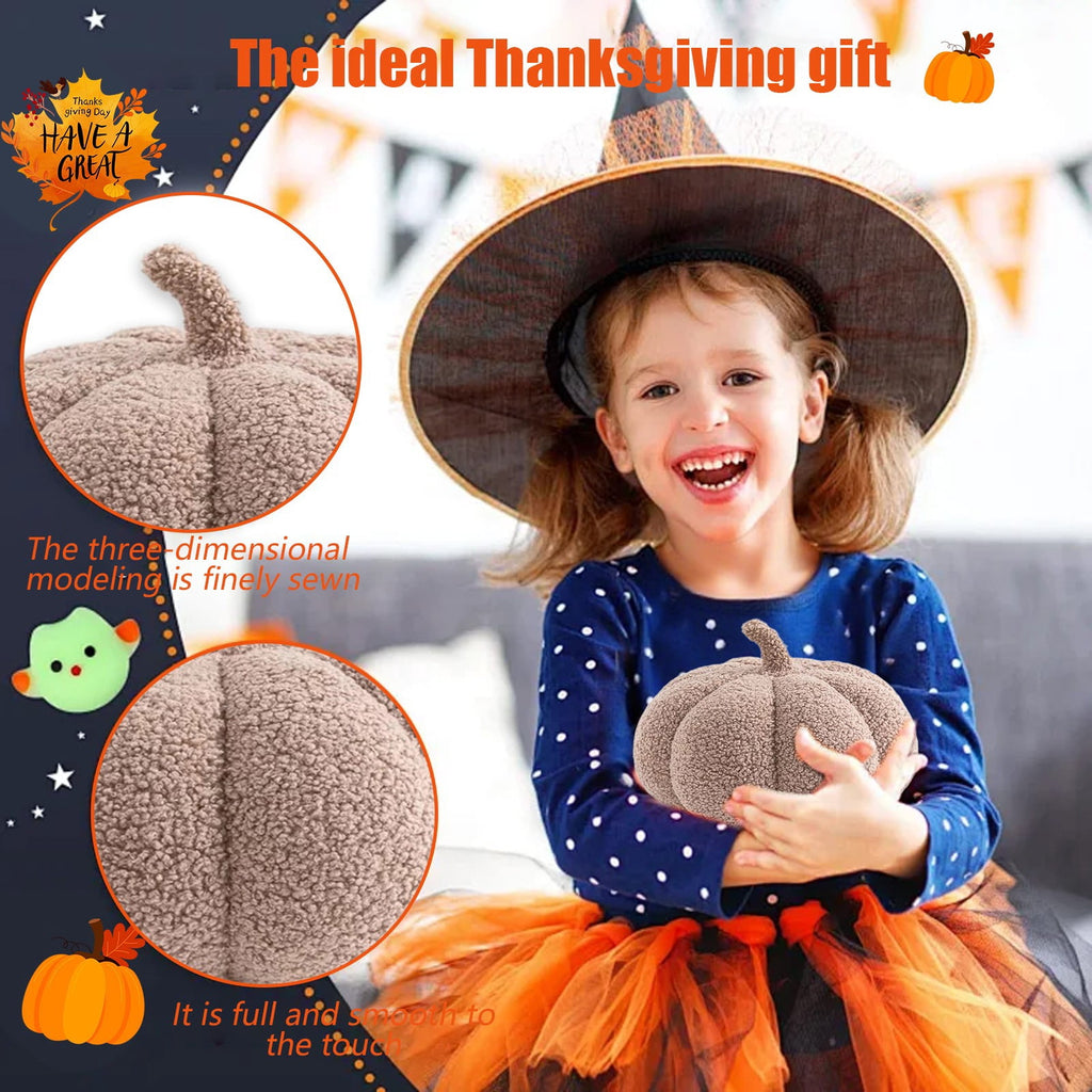 Sahpxhe Halloween Decorations Pumpkins Throw Pillow, Fall Decorative Pumpkin Shaped Plush Toy Cushion for Home Sofa Bed Party Decor Pink