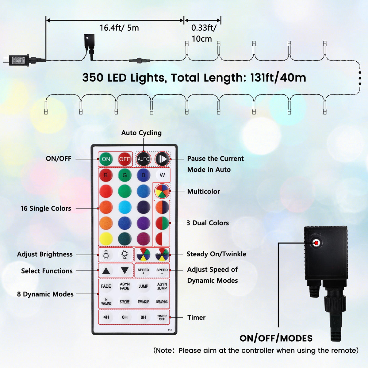 Ceevoo Christmas Lights Outdoor, 82ft 200 LED Christmas String Lights with Music, Plug in Motion Sensor Waterproof Holiday String Light for Indoor Outdoor Home Party Tree Garden Yard Decor