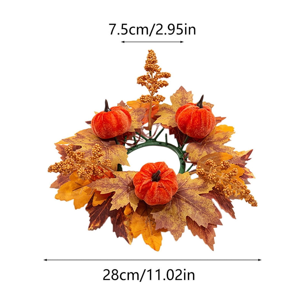 Fall Maple Leaf Front Door Wreath, Multicolor Plastic Seasonal Wreath for Halloween Thanksgiving Christmas Indoor Wall Fireplace Home Decor, 9.84 Inch