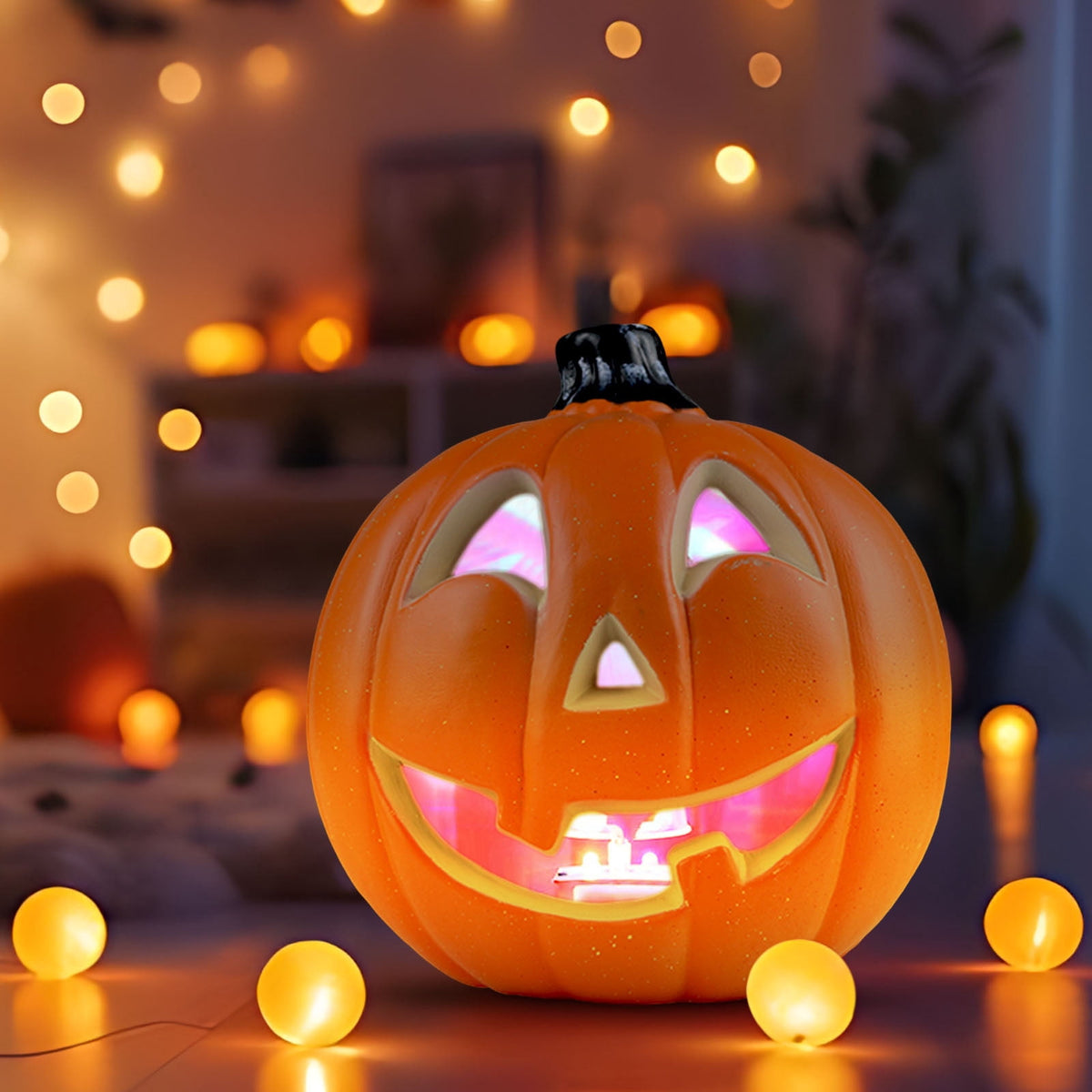Halloween Pumpkin Lamp Light Decor,Battery Operated Halloween Jack-O-Lantern,Spooky Vintage LED Lighted Pumpkin Lights for Outdoor Indoor Tabletop Front Door Porch Garden Patio Yard