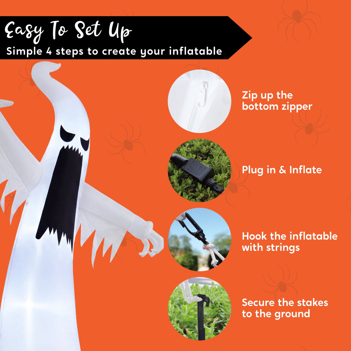 Joyfy 12ft Halloween Ghost Inflatable,Giant Ghosts inflatables with Build-in LEDs Outdoor Decorations,Blow Ups Halloween Yard Inflatables