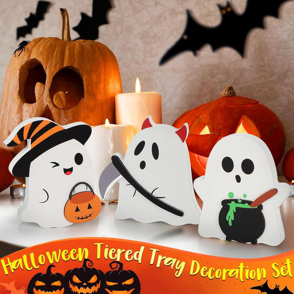Halloween Ghost Tissue Box Cover | 7.87 Inch Tissue Holder Organizer | Decorative Functional Desktop Accessory | Halloween Theme Home Decor | Resin Halloween Party Decoration