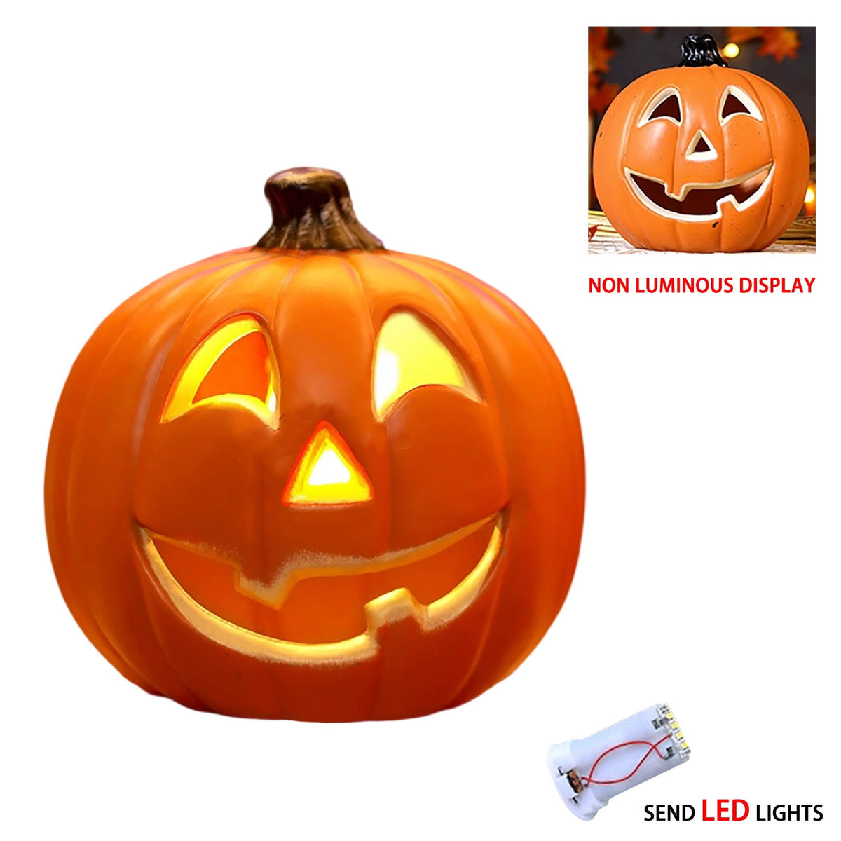 Halloween Lighted Pumpkin Large Plastic LED Pumpkin Decoration for Outdoor Yard Porch Home Storefront Shopping Mall Holiday Display Decor
