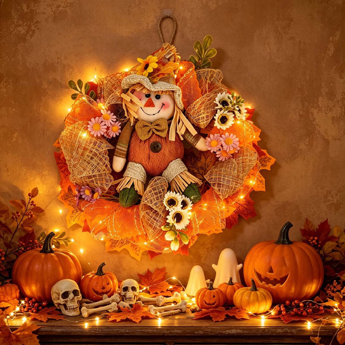 Halloween Lights Outdoor, Pumpkin Lantern with LED Light, Cute Expression Halloween Party Lanterns with Portable Handle, for Fall Decor Yard Garden Bedroom Living Room Indoor Outdoor