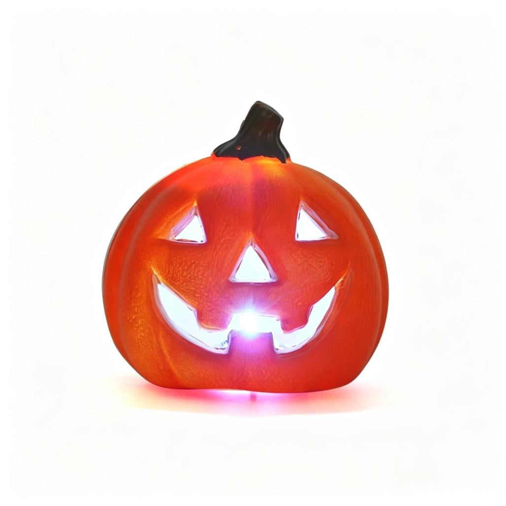 JOGZMZ 4.7 Inch Glow in Dark Halloween Pumpkin Decor - Indoor/Outdoor Jack O Lantern with Eerie Lighting, Weather-Resistant for Spooky Scene Decoration