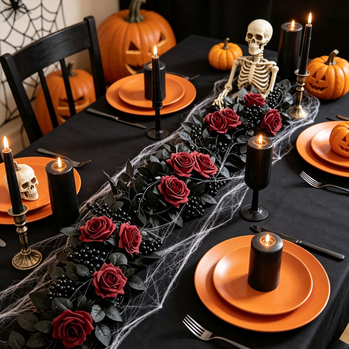 Halloween Black Garland with LED Lights 70.87 Inch Gothic Foliage for Mantel Stair Halloween Party Home Indoor Decor